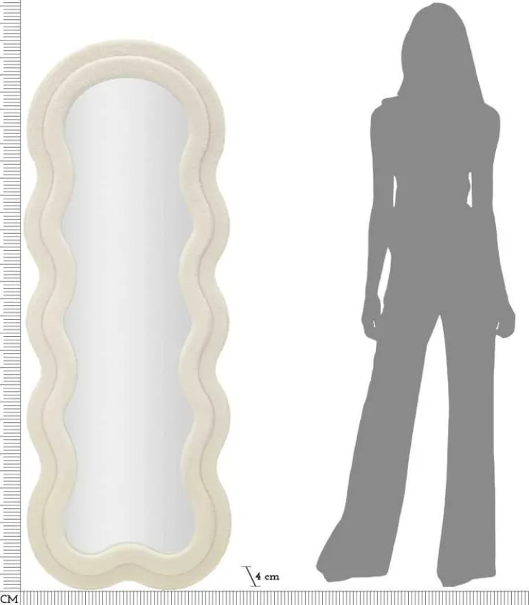 Miroir mural en velours Teddy 60 x 4 x 160 cm