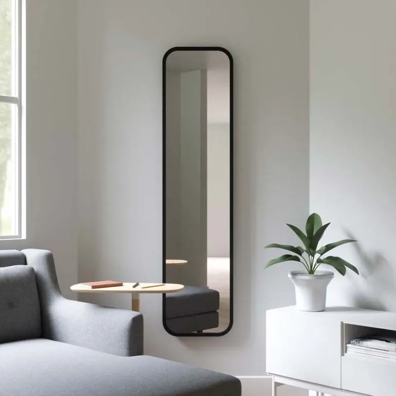 Miroir rectangulaire contour en caoutchouc mat