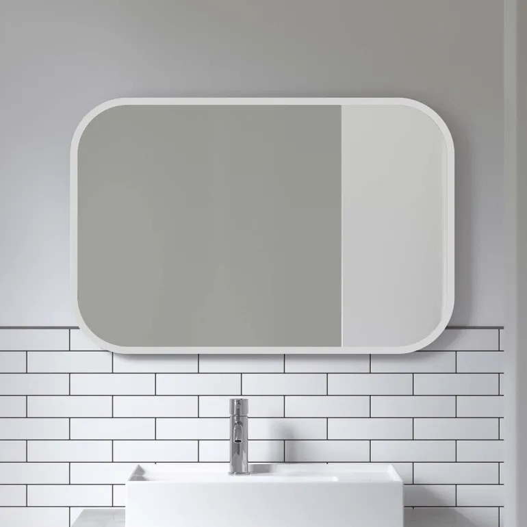 Miroir rectangulaire rebord caoutchouc 61 x 91 cm Hub (Blanc)