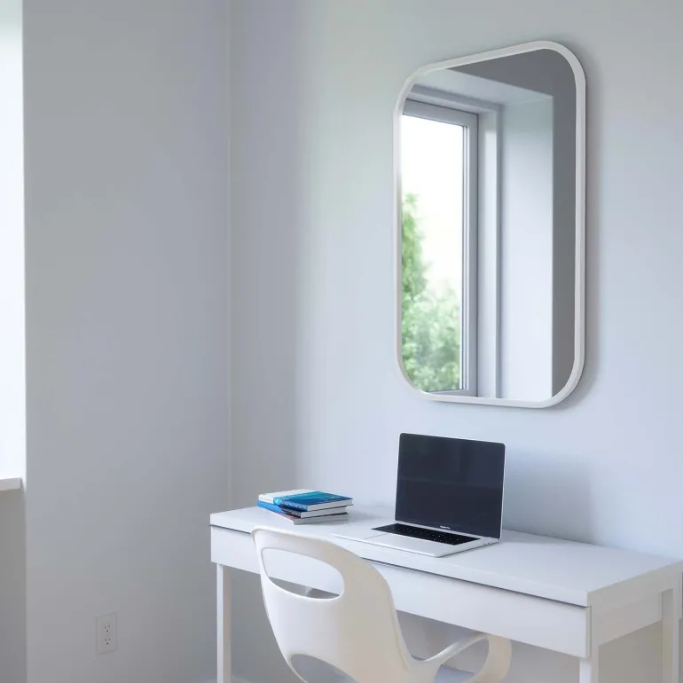 Miroir rectangulaire rebord caoutchouc 61 x 91 cm Hub (Blanc)