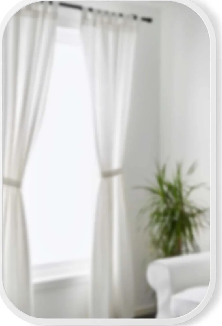 Miroir rectangulaire rebord caoutchouc 61 x 91 cm Hub (Blanc)