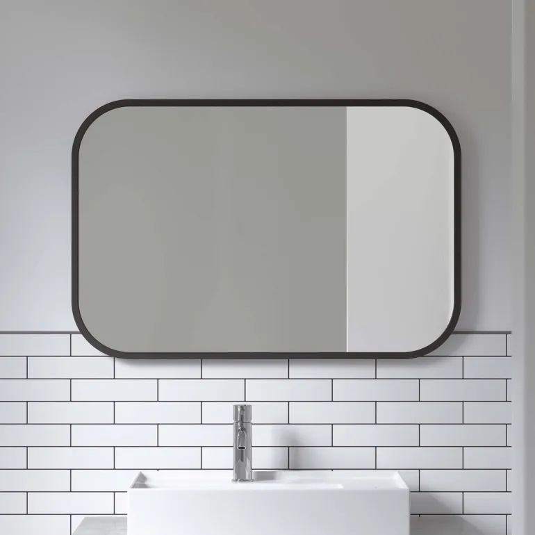 Miroir rectangulaire rebord caoutchouc 61 x 91 cm Hub (Noir)