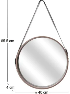 Miroir rond avec anse en PU Barber (40 cm)