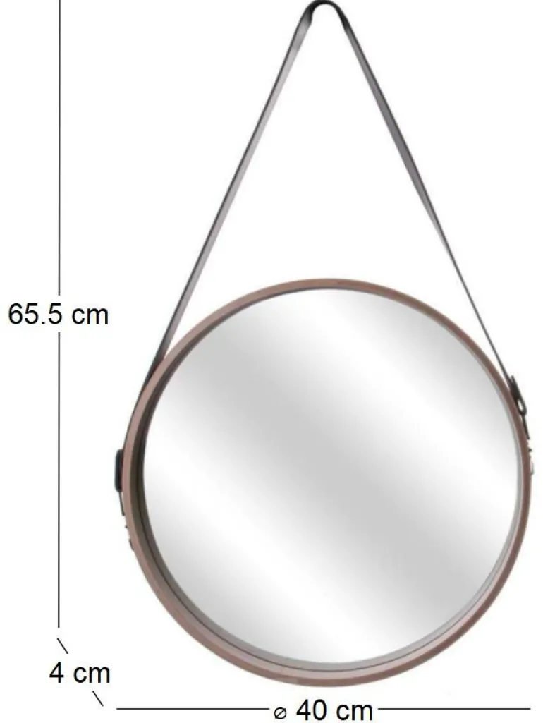 Miroir rond avec anse en PU Barber (40 cm)