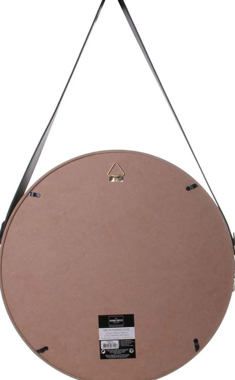 Miroir rond avec anse en PU Barber (40 cm)