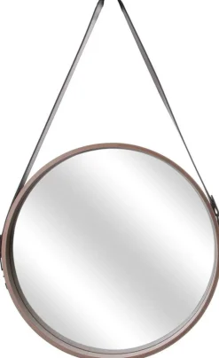 Miroir rond avec anse en PU Barber (40 cm)