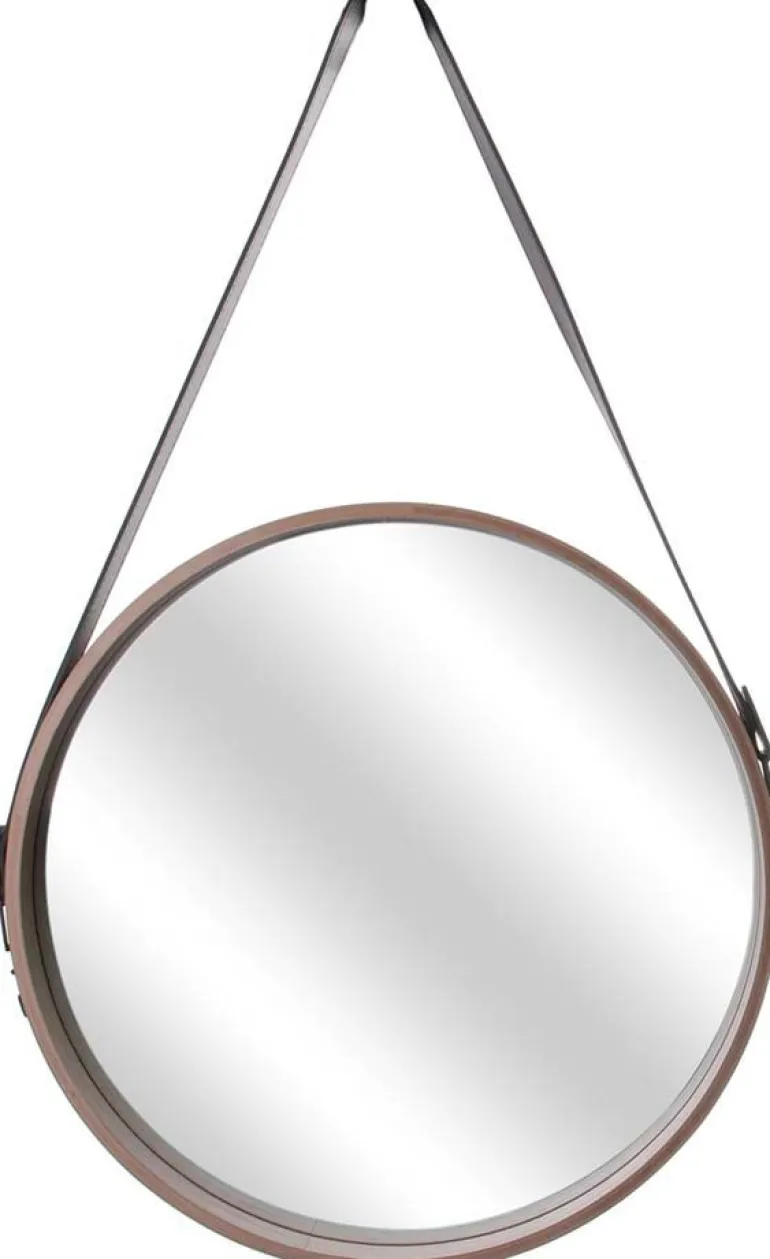 Miroir rond avec anse en PU Barber (40 cm)