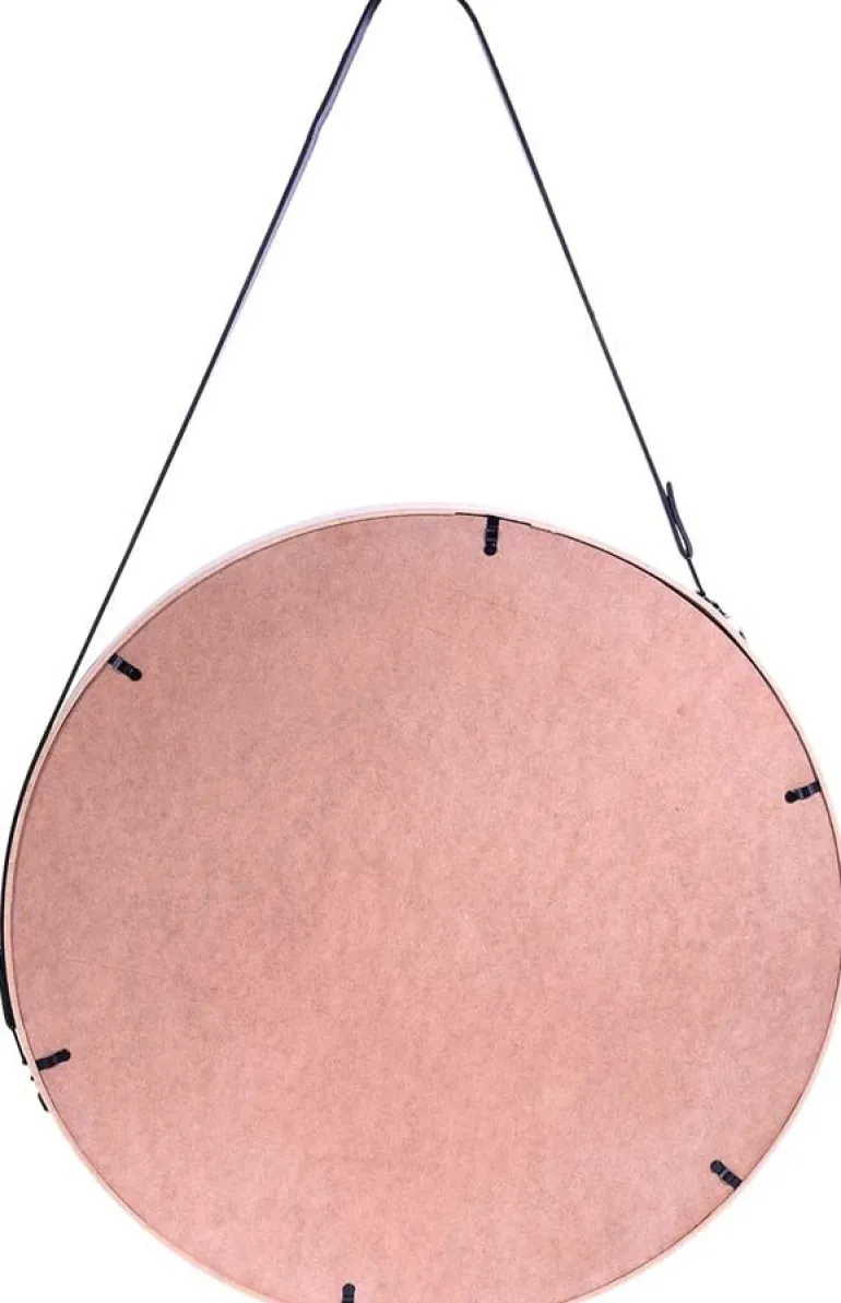 Miroir rond avec anse en PU Barber (50 cm)