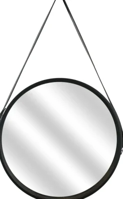 Miroir rond avec anse en PU 40 cm