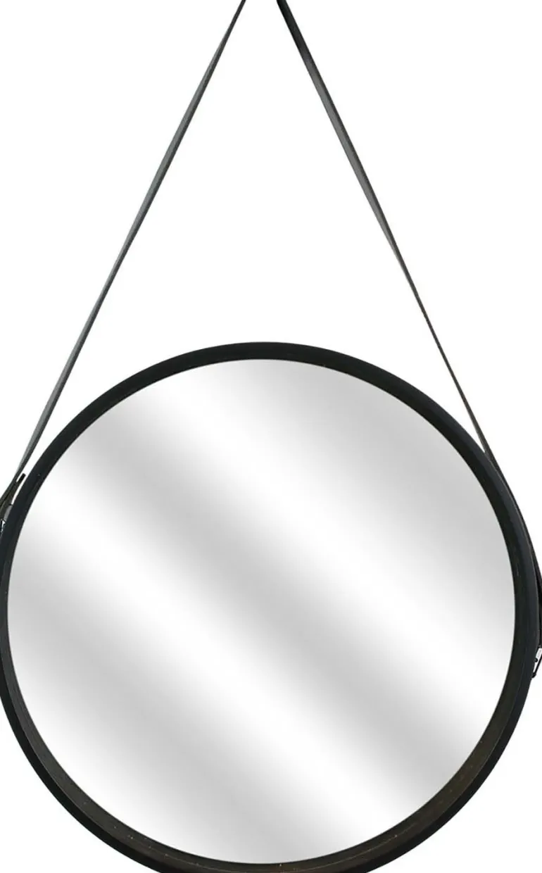 Miroir rond avec anse en PU 40 cm