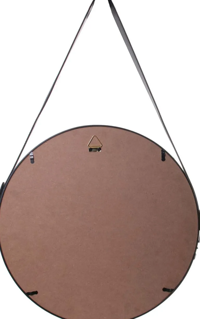 Miroir rond avec anse en PU 40 cm
