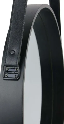 Miroir rond avec anse en PU 40 cm