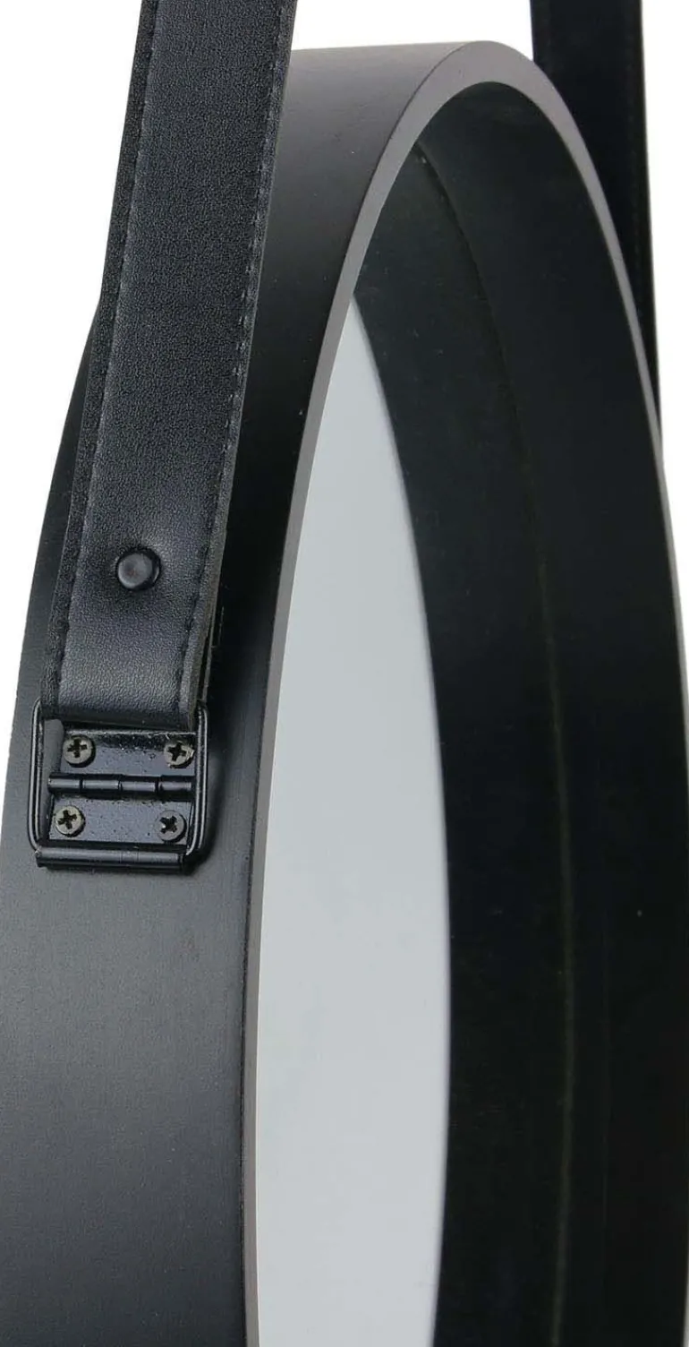 Miroir rond avec anse en PU 40 cm