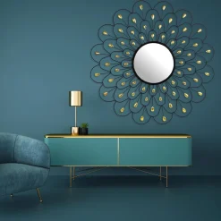 Miroir rond déco paon 90 cm
