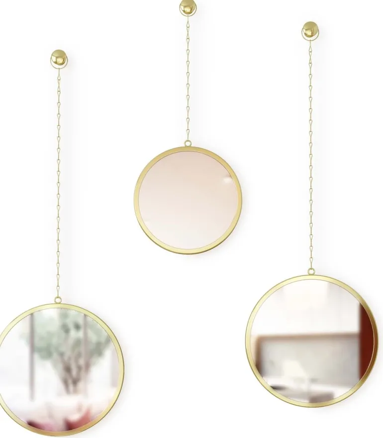 Miroirs ronds suspendus Dima (Lot de 3) (Or)
