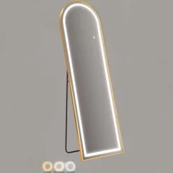 Miroir sur pieds avec bandeau led 3 couleurs Marcia (Arc)