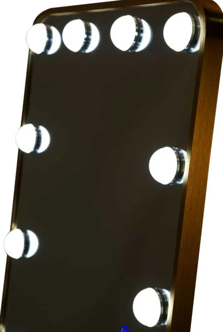 Miroir sur pieds avec led 3 couleurs Hollywood (Rectangulaire)