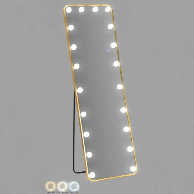 Miroir sur pieds avec led 3 couleurs Hollywood (Rectangulaire)
