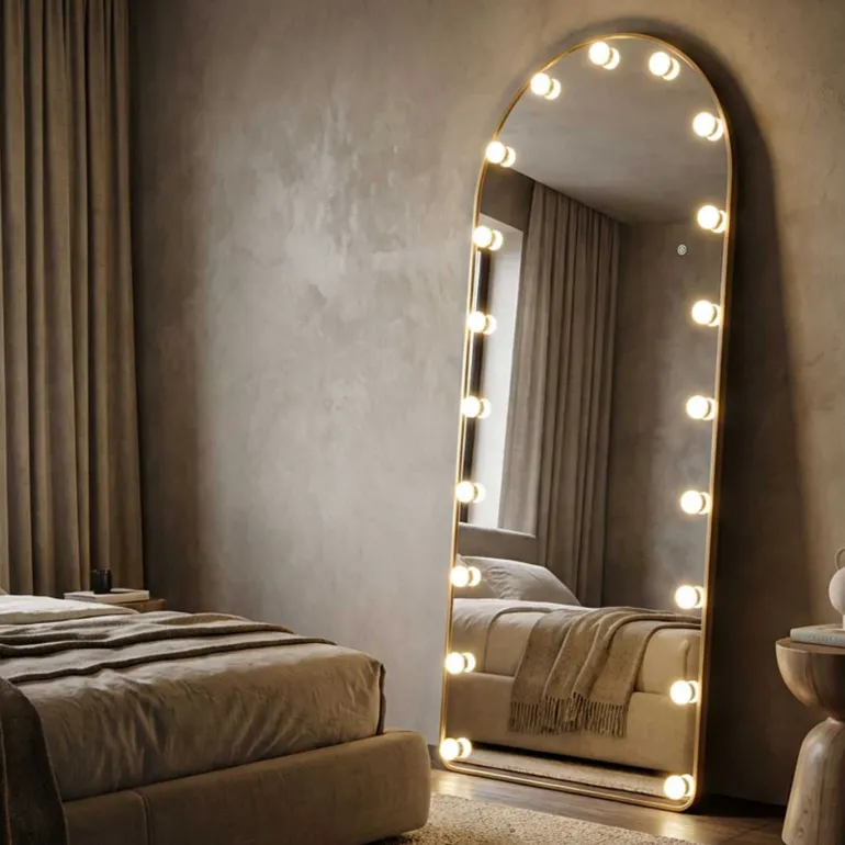 Miroir sur pieds avec led 3 couleurs Hollywood (Arc)