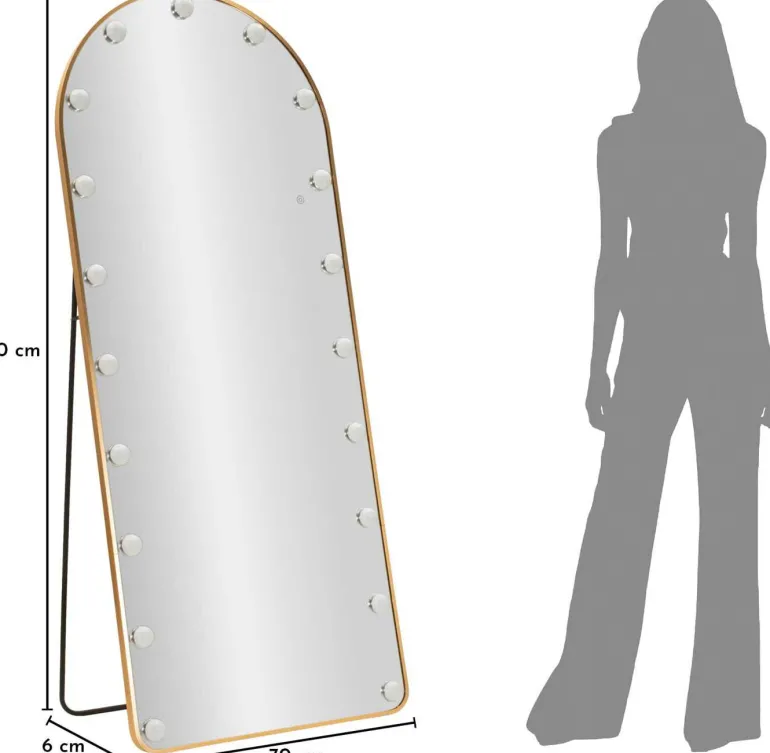 Miroir sur pieds avec led 3 couleurs Hollywood (Arc)