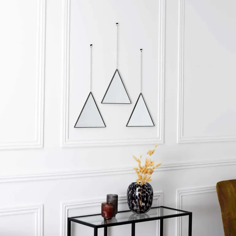 Miroir suspendu Triangle noir Louxor (Lot de 3)