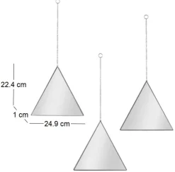 Miroir suspendu Triangle noir Louxor (Lot de 3)