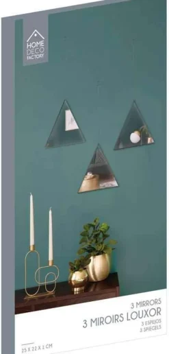 Miroir suspendu Triangle noir Louxor (Lot de 3)
