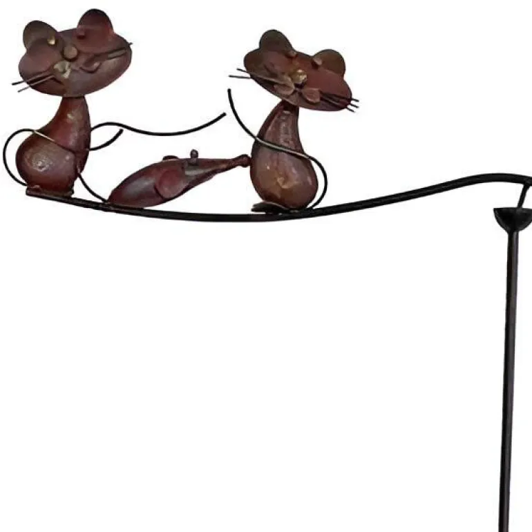 Mobile de jardin en fer (2 chats 1 souris)