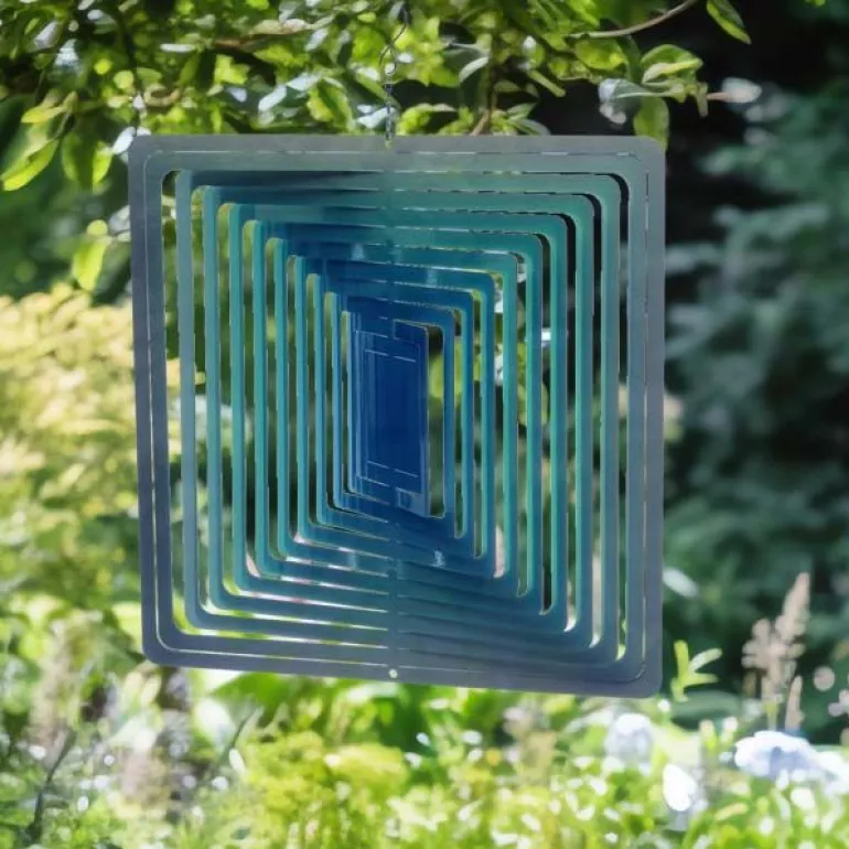 Mobile à vent carré bleu 30cm (Grand modèle)
