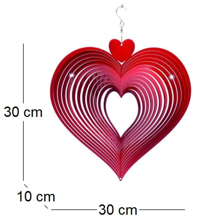 Mobile à vent coeur rouge (30 x 30 x 10 cm)