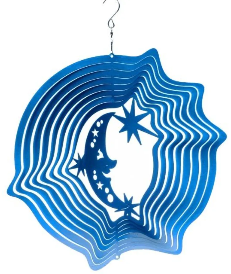 Mobile à vent lune & étoiles bleu 15cm (Petit modèle)