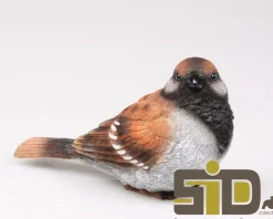 Moineau debout en résine (14.5 x 6.5 x 8.5 cm)