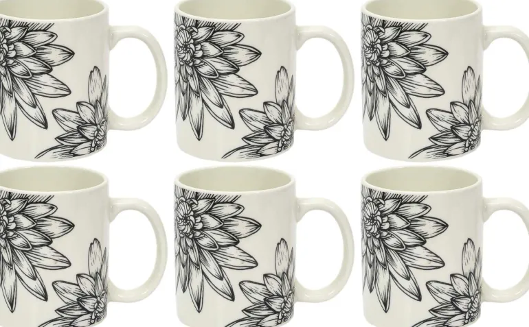 Mug en porcelaine Cottage 35 cl (Lot de 6) (Gris)