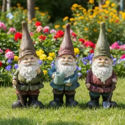Nain de jardin assortis en résine (Lot de 3) (45 cm)