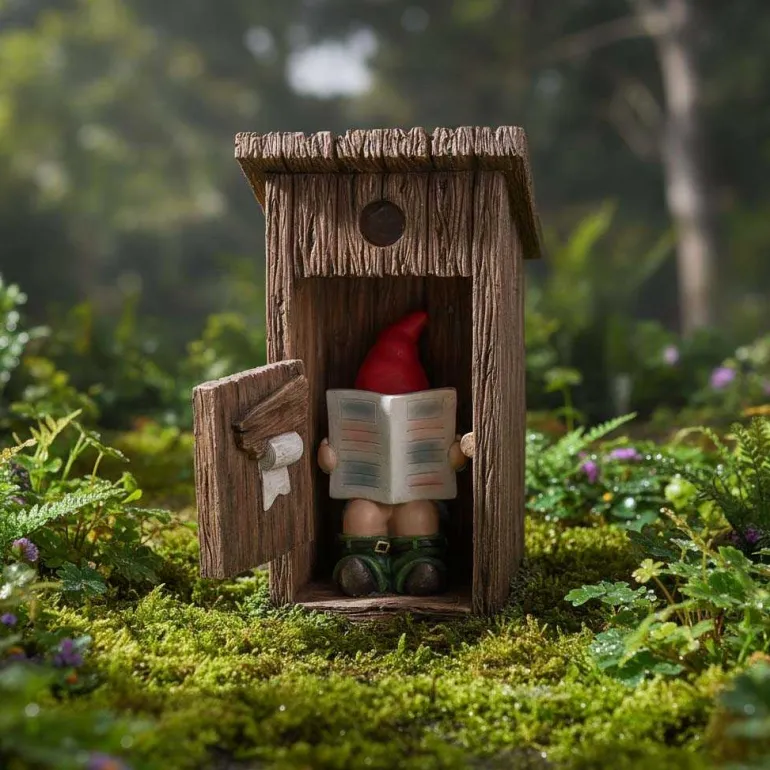 Nain de jardin dans cabanon en résine 20 cm
