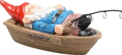 Nain de jardin en résine ballade sur l'eau (Barque allongé)