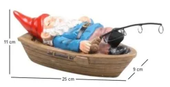 Nain de jardin en résine ballade sur l'eau (Barque allongé)
