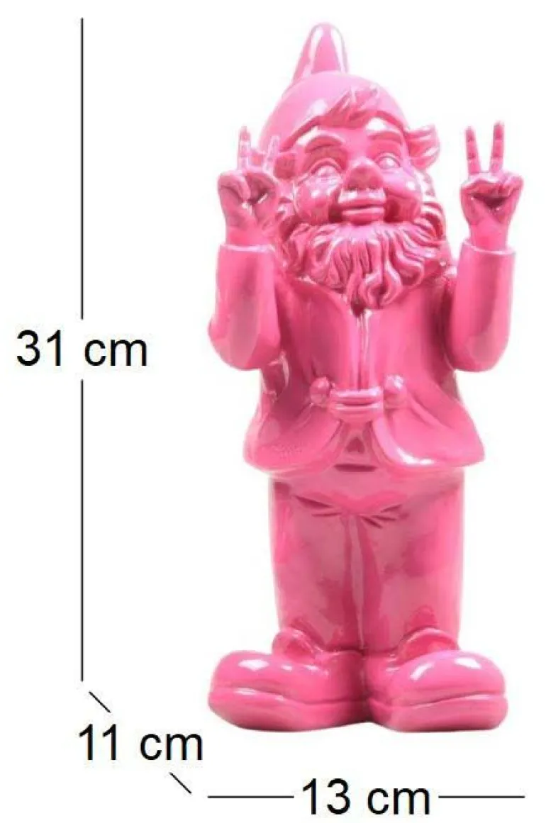 Nain de jardin en résine 13 x 11 x 31 cm Peace (Fuschia)
