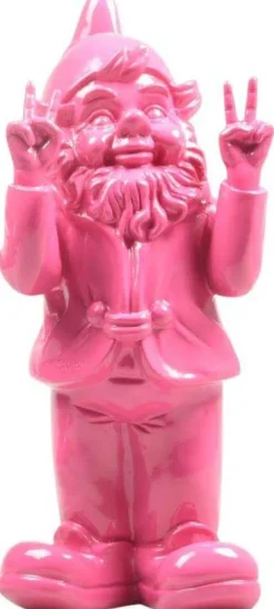 Nain de jardin en résine 13 x 11 x 31 cm Peace (Fuschia)