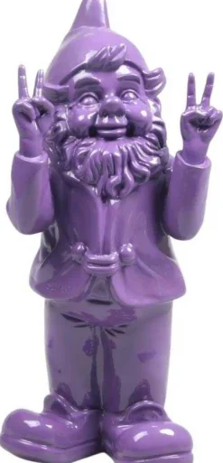 Nain de jardin en résine 13 x 11 x 31 cm Peace (Violet)