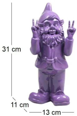 Nain de jardin en résine 13 x 11 x 31 cm Peace (Violet)