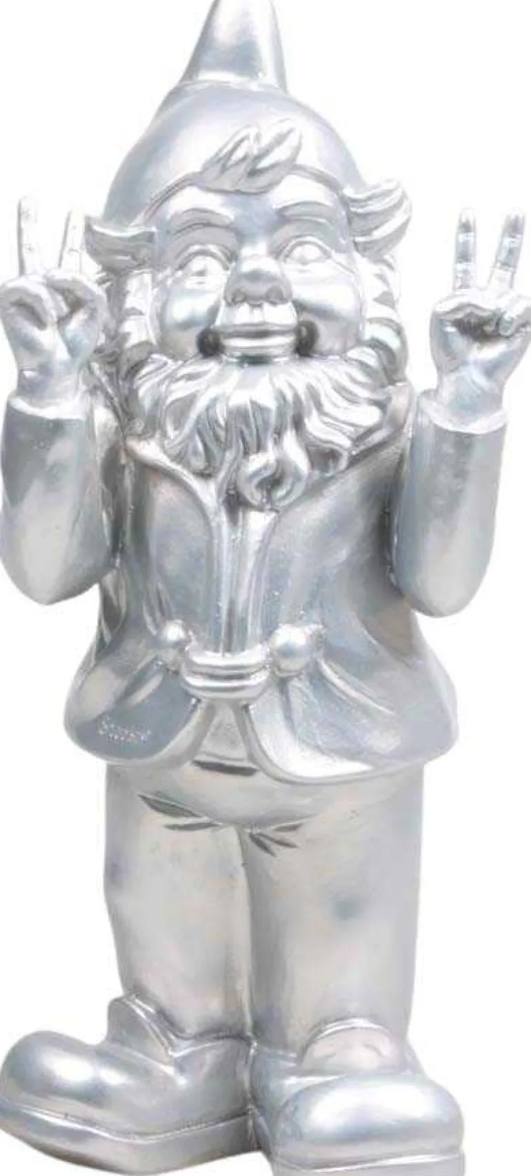 Nain de jardin en résine 13 x 11 x 31 cm Peace (Argent)