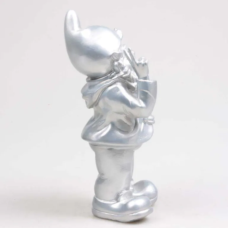 Nain de jardin en résine 13 x 11 x 31 cm Peace (Argent)