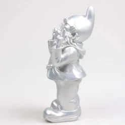 Nain de jardin en résine 13 x 11 x 31 cm Peace (Argent)