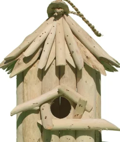 Nichoir carré en bois d'albésia à suspendre (20 x 17 x 24 cm)