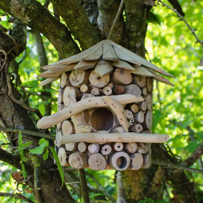 Nichoir demi-rond en bois d'albésia à accorcher