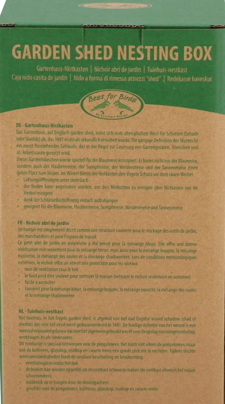 Nichoir à mésange en polyrésine et bois contreplaqué (Abri de jardin)