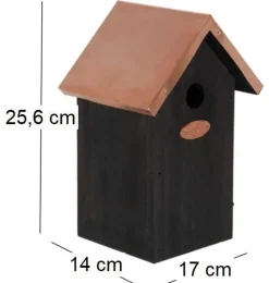 Nichoir à oiseaux en pin et cuivre (Mésange bleue)