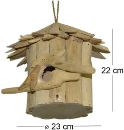 Nichoir rond en bois d'albésia (23 x 22 cm)