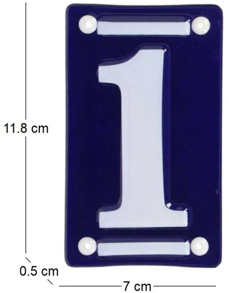 Numéro de maison en fer émaillé (Chiffre 1)
